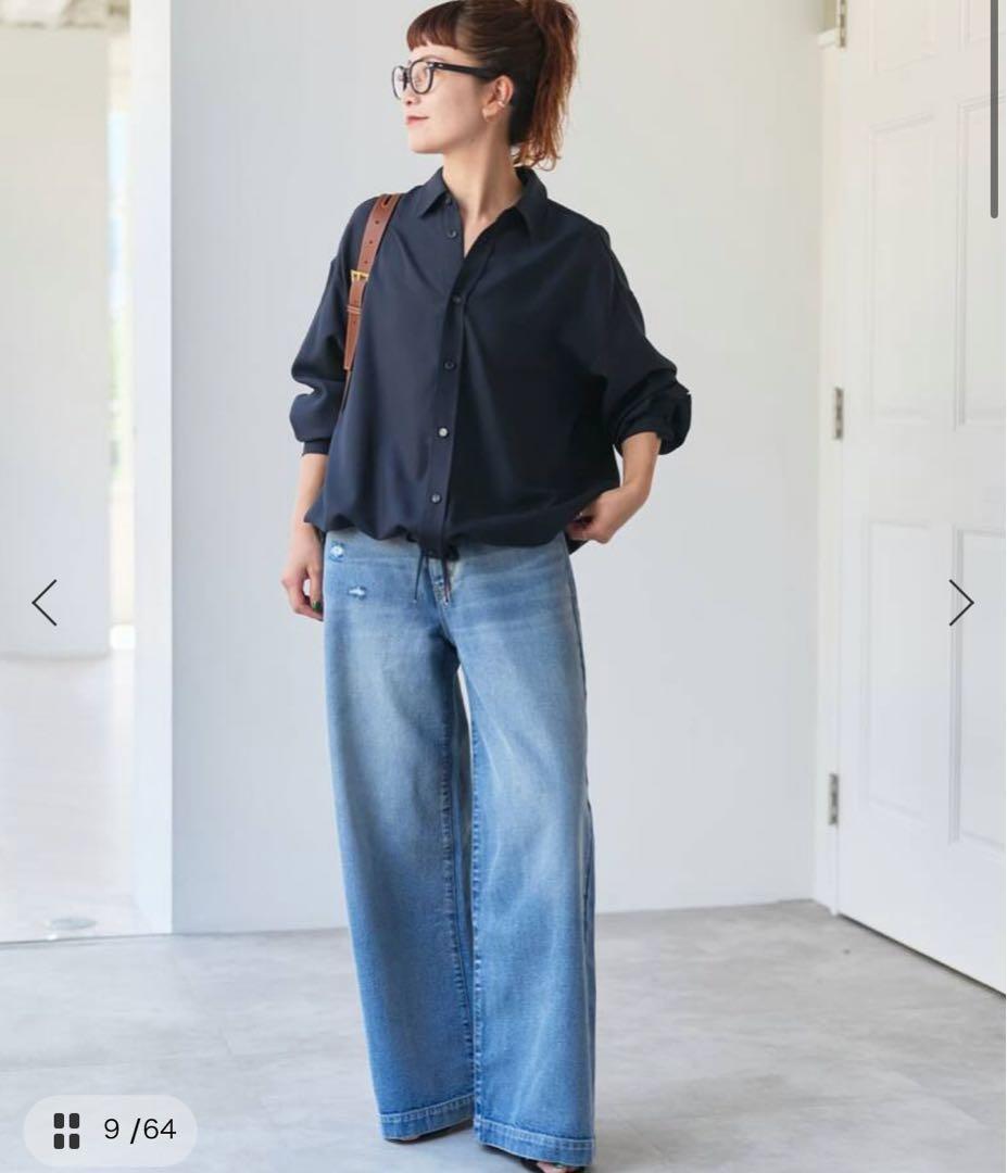 【完売品】ウールライクヘムギャザーシャツ　spick&span