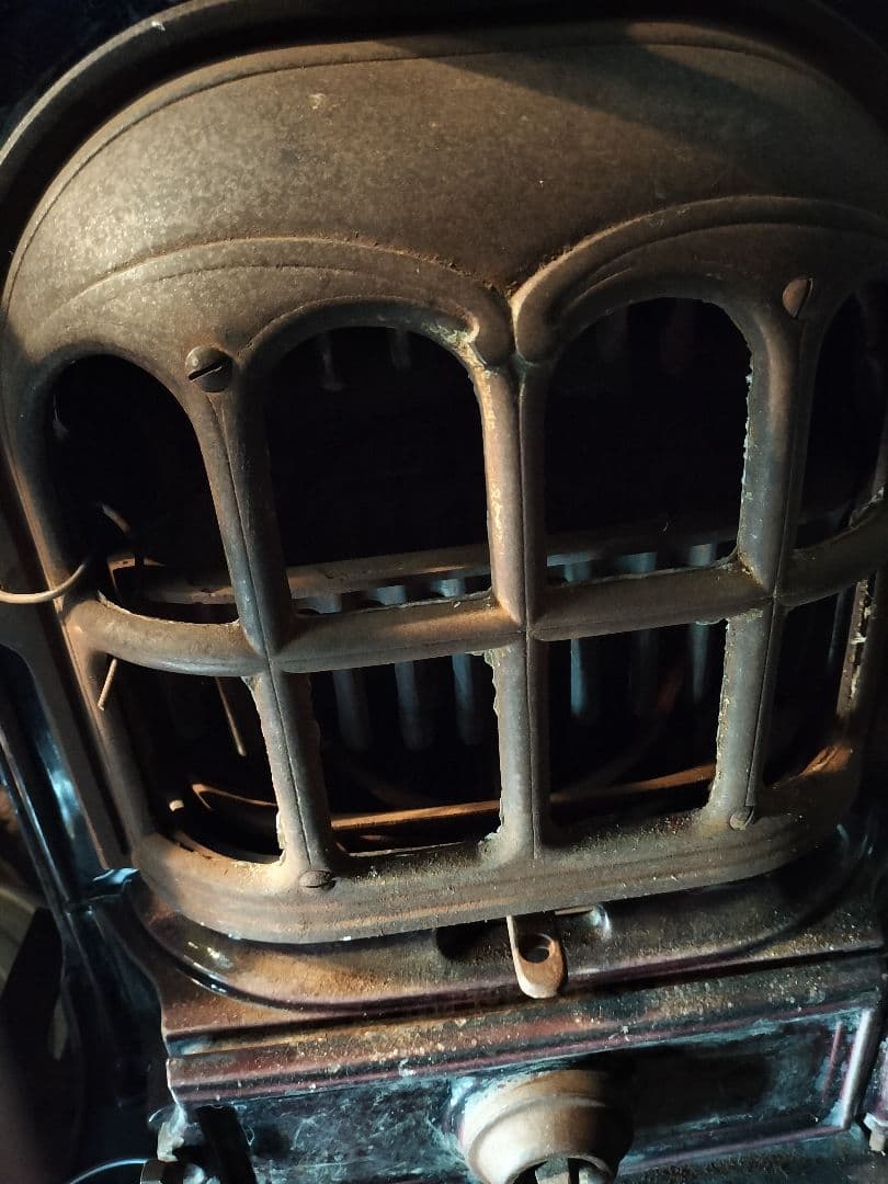 フランスアンティークストーブ　暖炉　エナメル塗装　アンティーク　赤