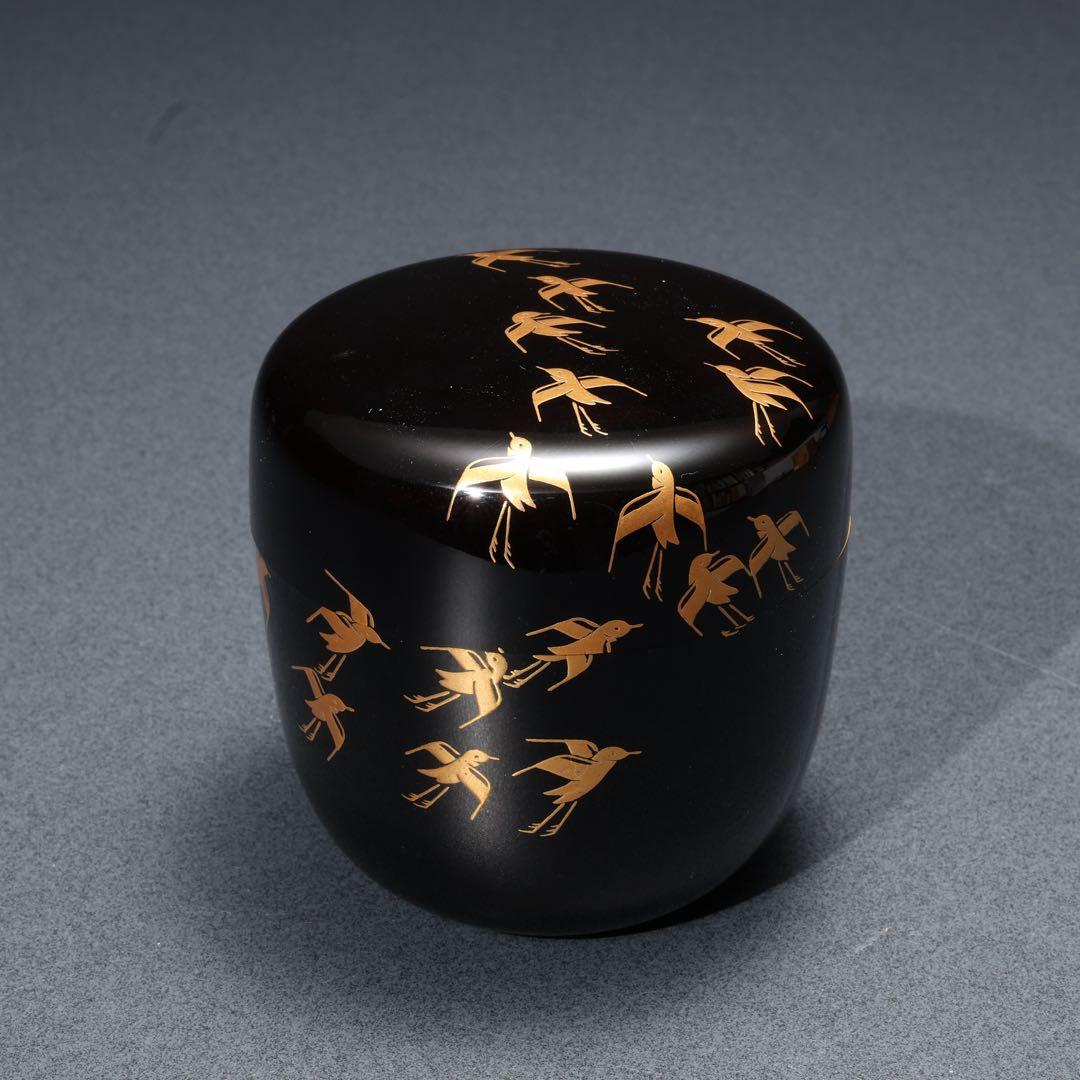 棗　須磨蒔絵　中村孝也　金蒔絵　共箱　共布　R1687