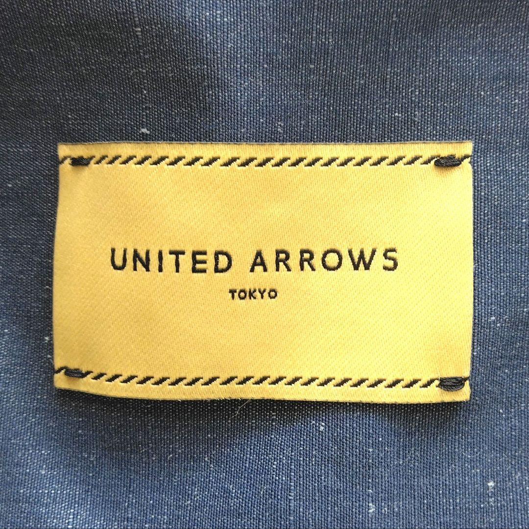 ユナイテッドアローズ UGCS フリル スタンドカラーシャツ NAVY リネン