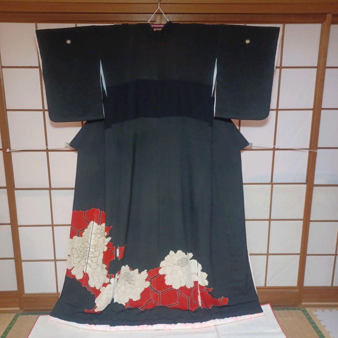 アンティーク婚礼 黒 袷 正絹 花嫁衣裳 大正浪漫 レトロ 逸品 km030