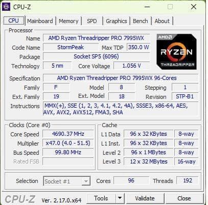 CPU Ryzen Threadripper PRO 7995WX