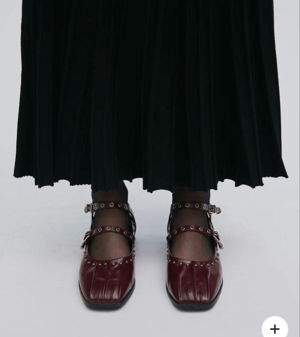 靴 AMERIVintage STUDS STRAP BALLET SHOES