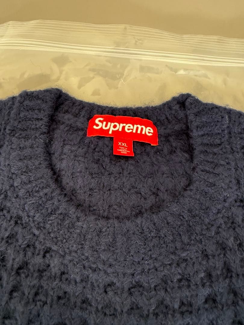 supreme ワッフルニット　ネイビー　XXL