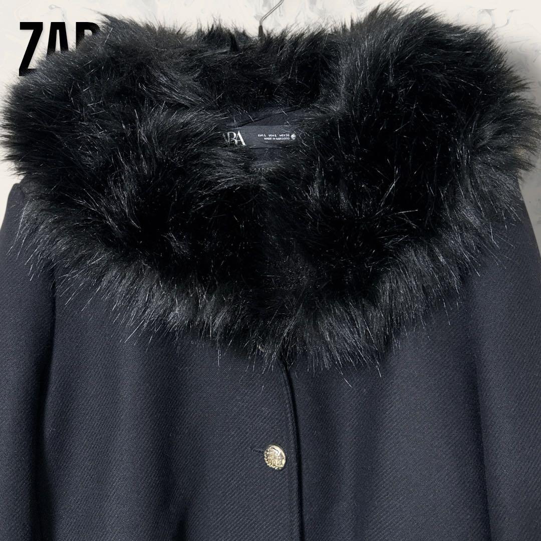 【未使用】 ZARA マンテコ 2WAY ファー付き 金ボタン ウール コート