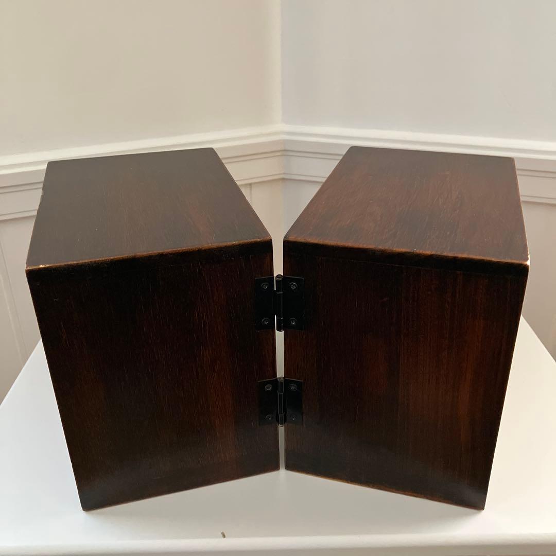 ダークブラウン木製折りたたみ式小物収納引き出し4個