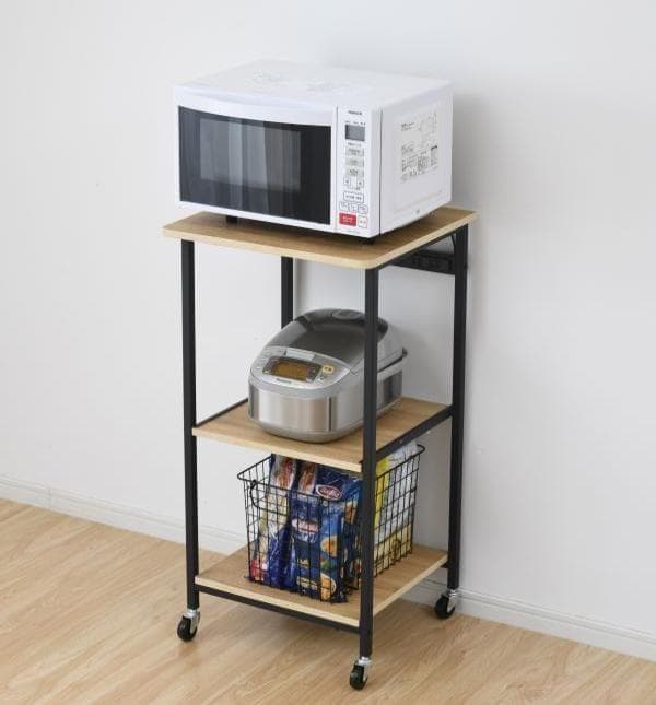 YAMAZEN 山善 レンジラック キッチンワゴン 3段 コンセント付