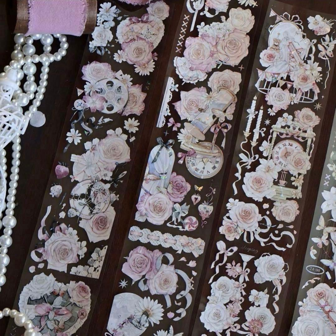 贝壳光 6cm×10m 甜梦哲学 海外マスキングテープ　海外マステ　花バラ