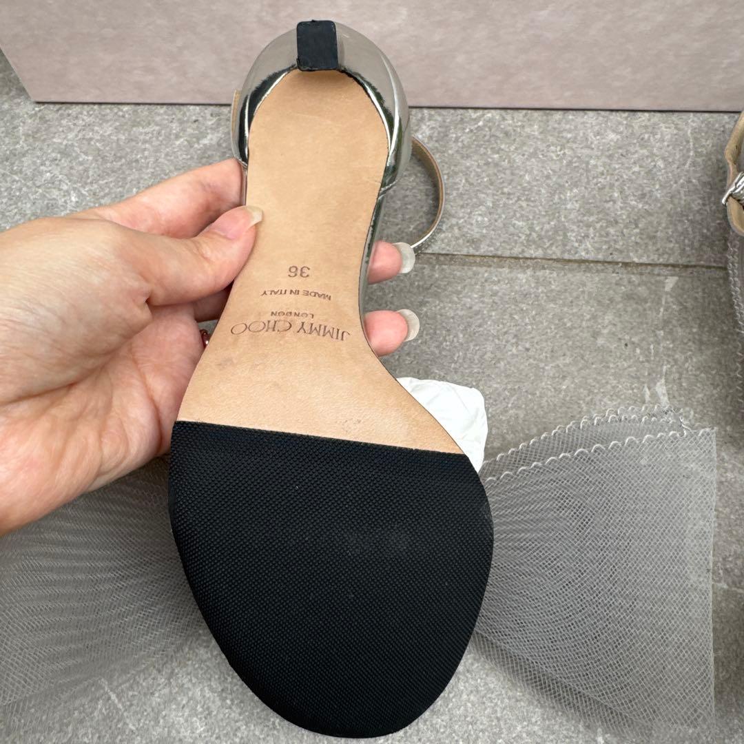 セール中⭐︎JIMMY CHOO シルバー リボン　アシメントリー　サンダル