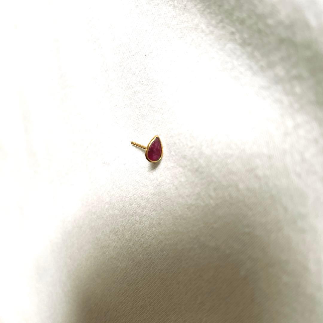 artida oud K10 ペアシェイプ　ルビー スタッド　シングルピアス