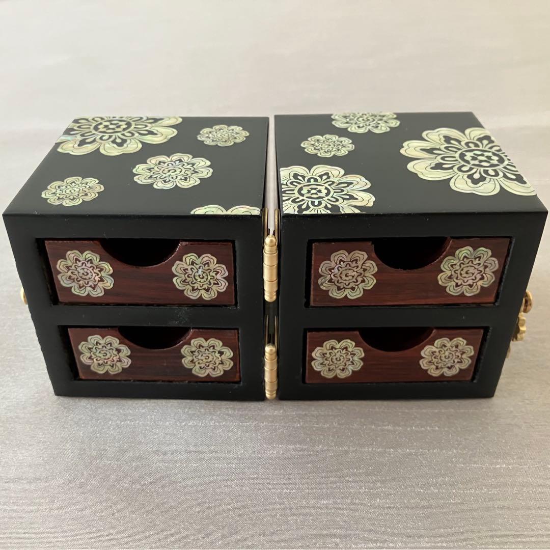 螺鈿(らでん)細工 韓国伝統工芸 ジュエリーボックス 小物入れ 双子宝石箱