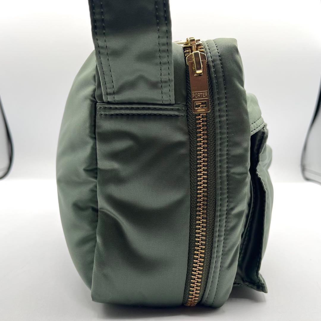 未使用◎2層/PORTER セージグリーン ショルダーバッグ タンカー 緑