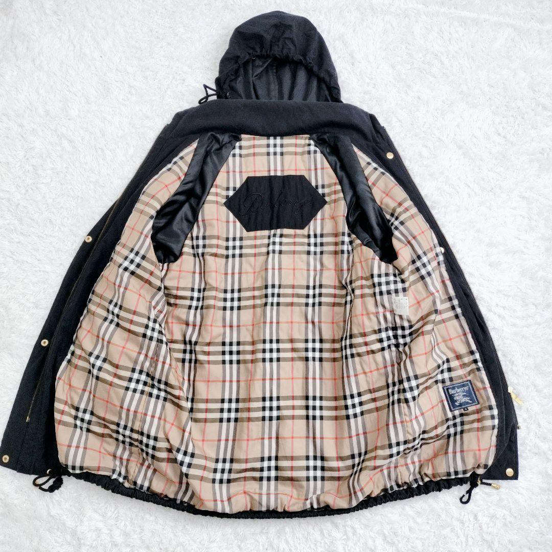 バーバリー　モッズコート　ノバチェック　ドロスト　　黒　ブラック