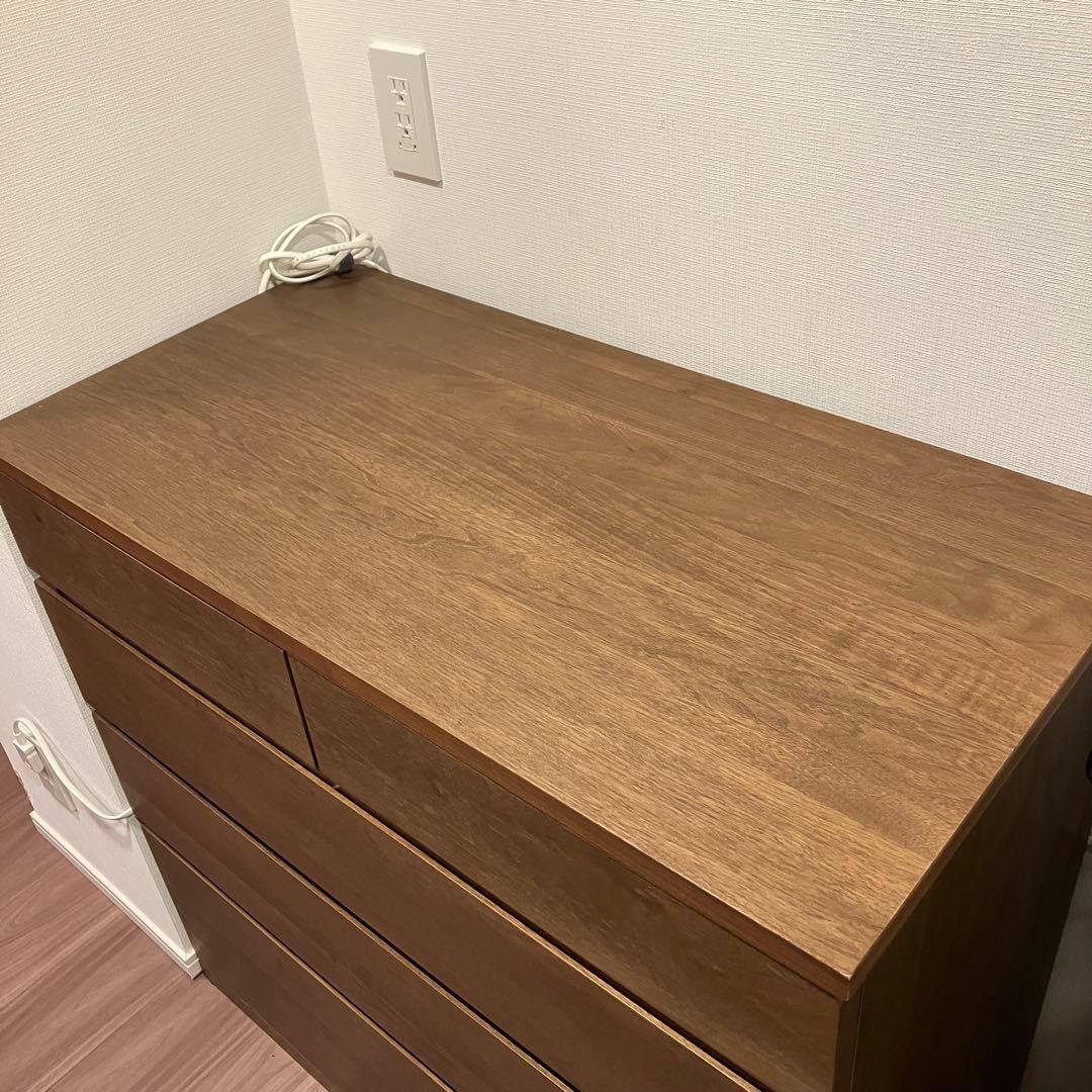 美品◎無印 木製チェスト４段　ウォールナット材