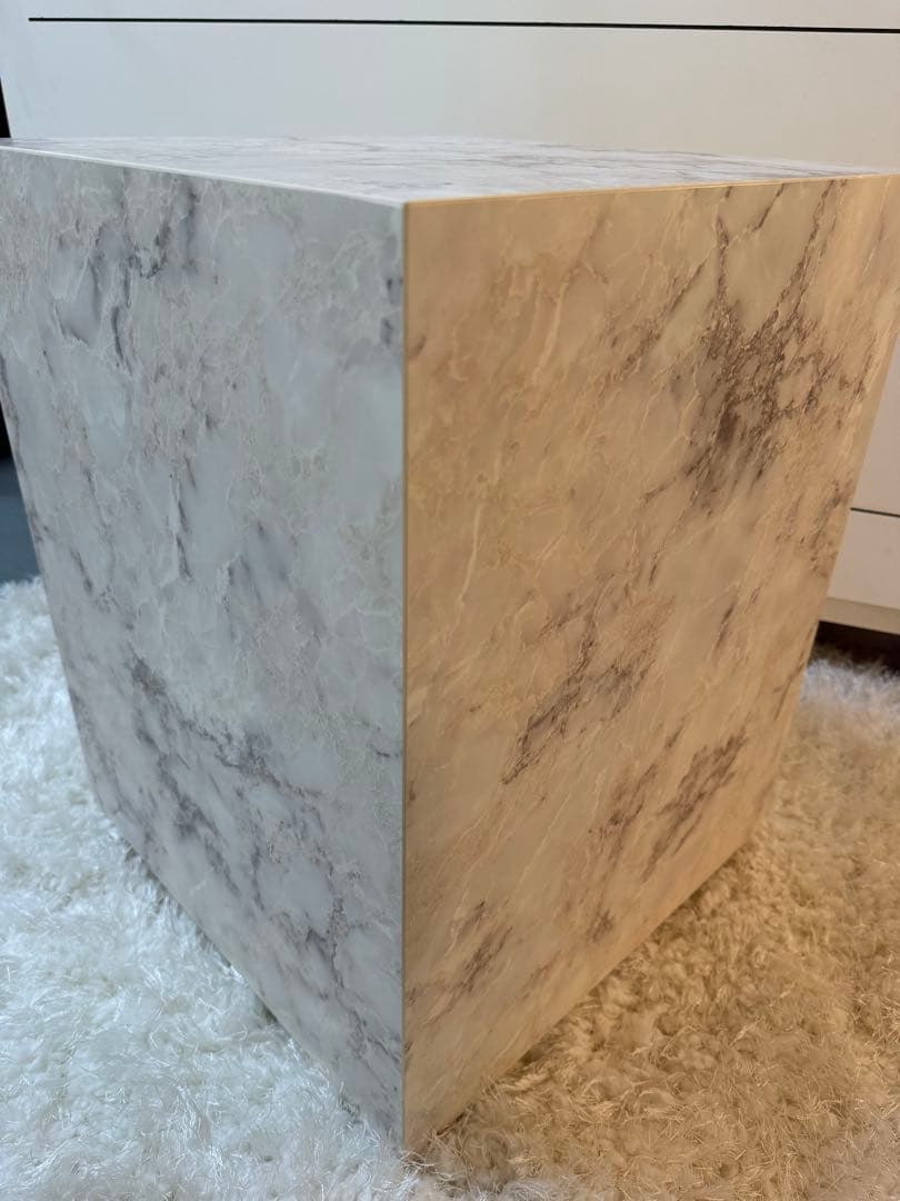 Wood style サイドテーブル　大理石調