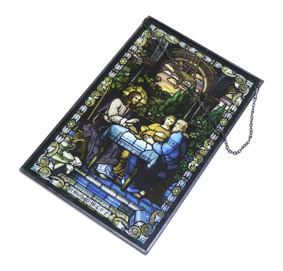 古代ローマの神殿のイエス・キリスト ヴィンテージ ステンドグラス 絵画 宗教画