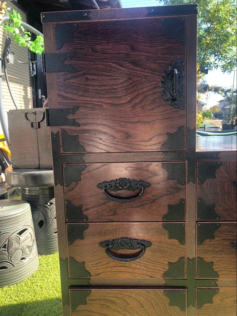 【引取限定　愛知県稲沢市】階段箪笥　和タンス 階段型 6引き出し ダークブラウン