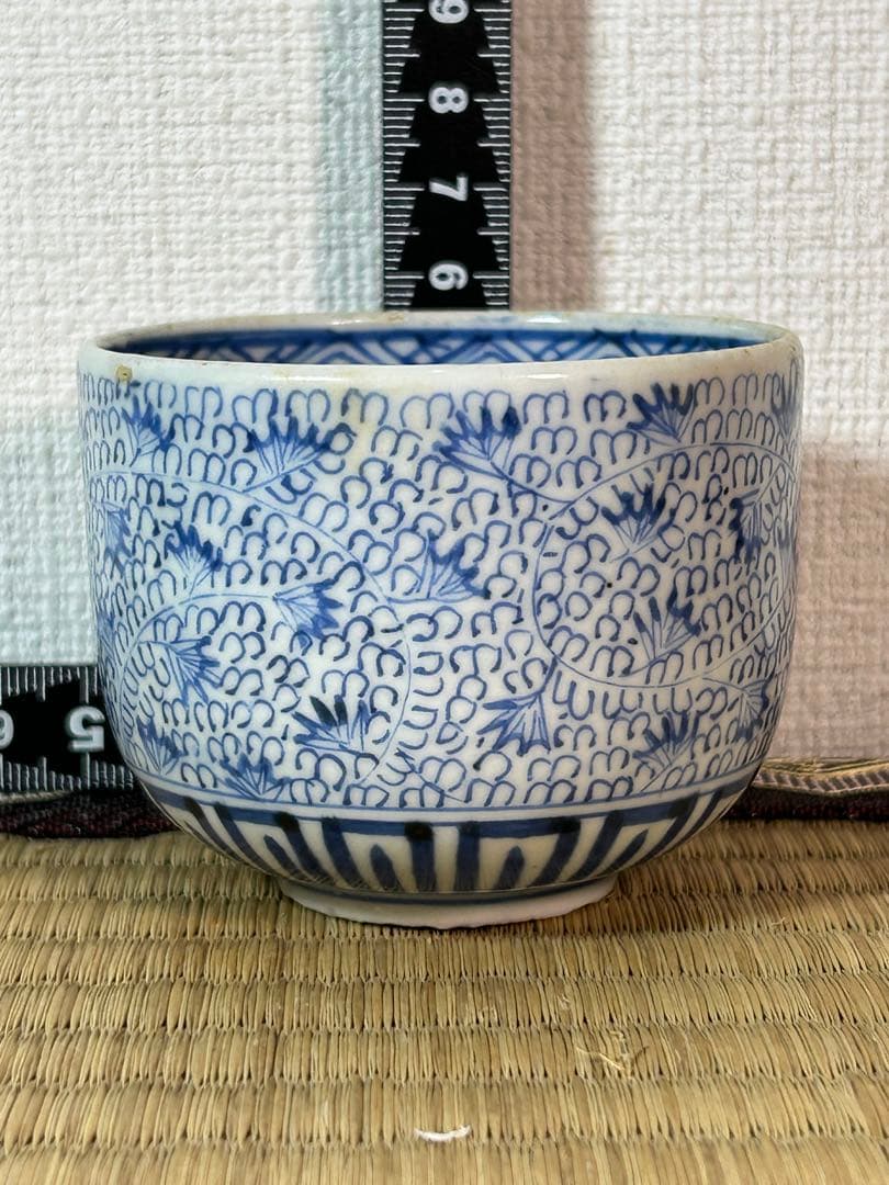 古伊万里染付　微塵唐草　花唐草 蕎麦猪口　向付け　まとめて4点