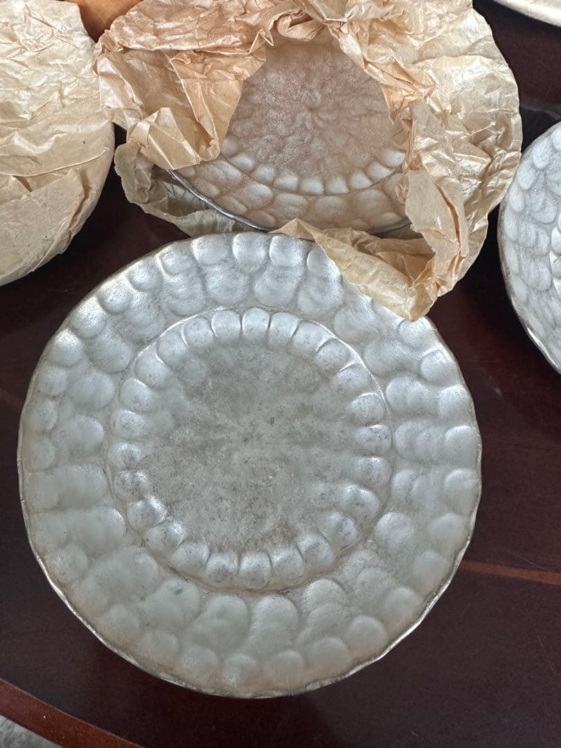 瞬間的お値下げ‼️萬古焼　シルバーおしゃれお皿　とっても素敵！