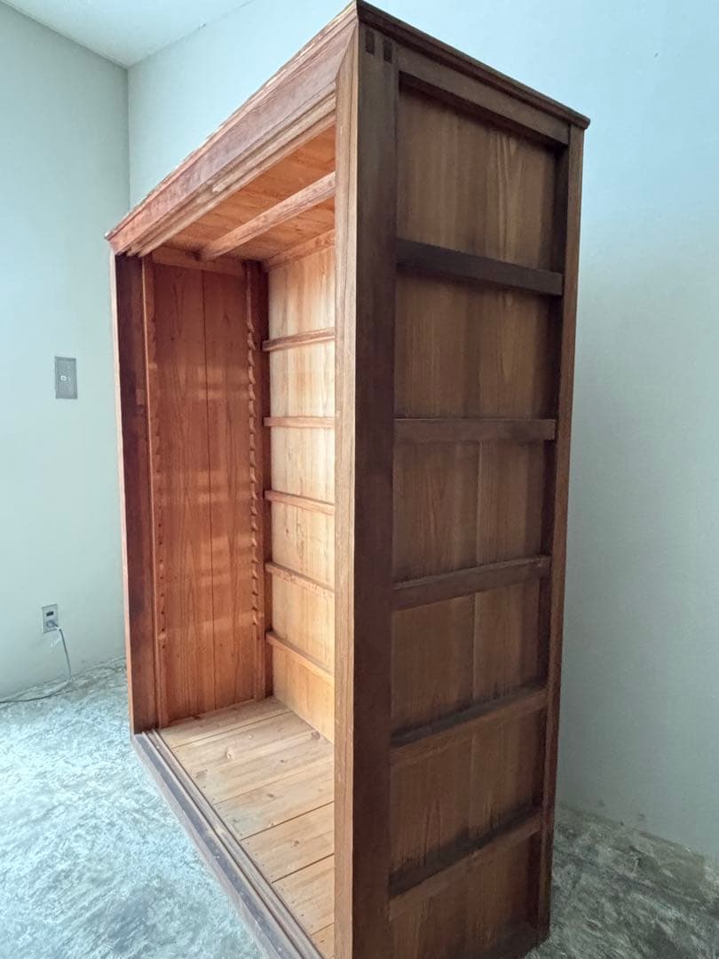 古い水屋　食器棚　ガラス棚　本棚　ガラスケース ショーケース　什器　天然木 2