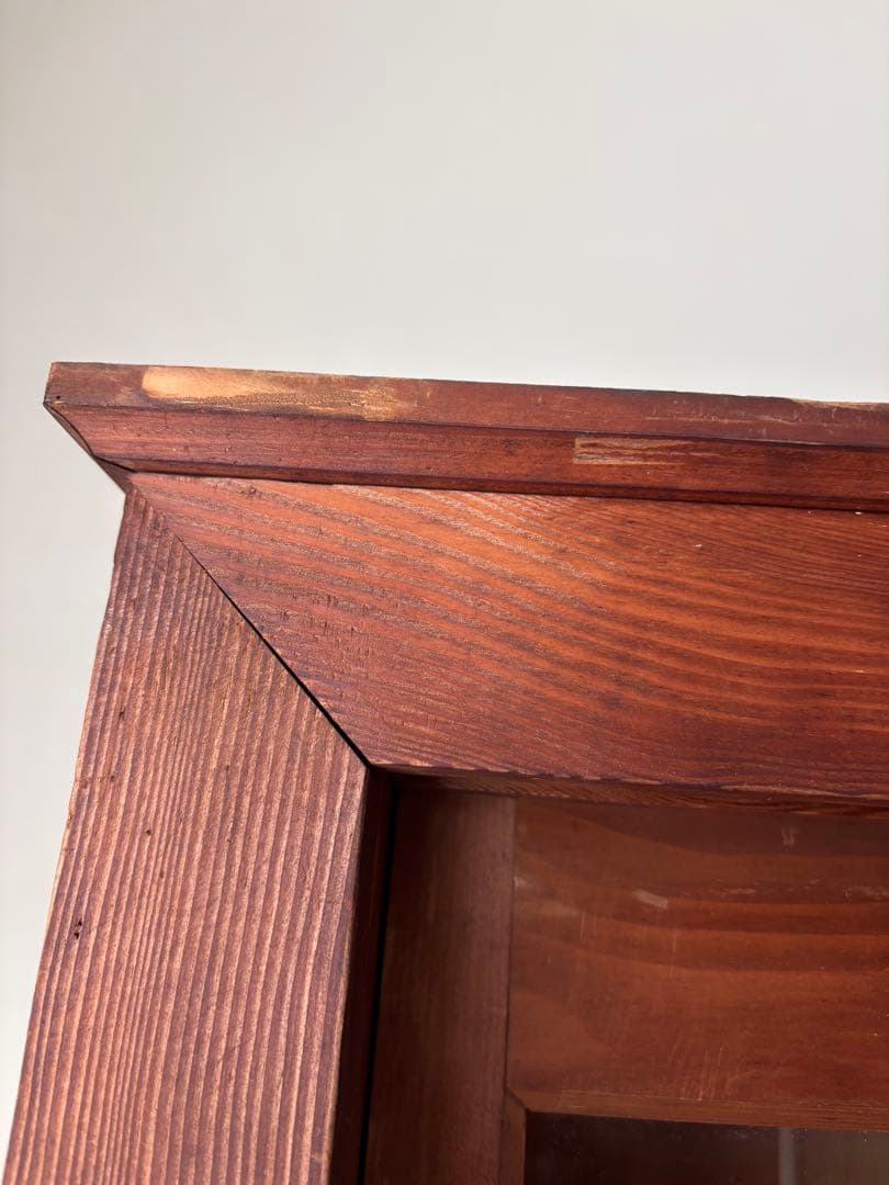 古い水屋　食器棚　ガラス棚　本棚　ガラスケース ショーケース　什器　天然木 2