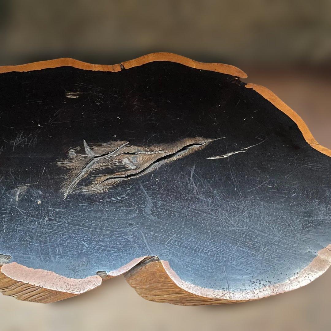 希少 大型 本黒檀 花瓶台 盆栽 花台 飾り台 一枚板 切り株 輪切 華道