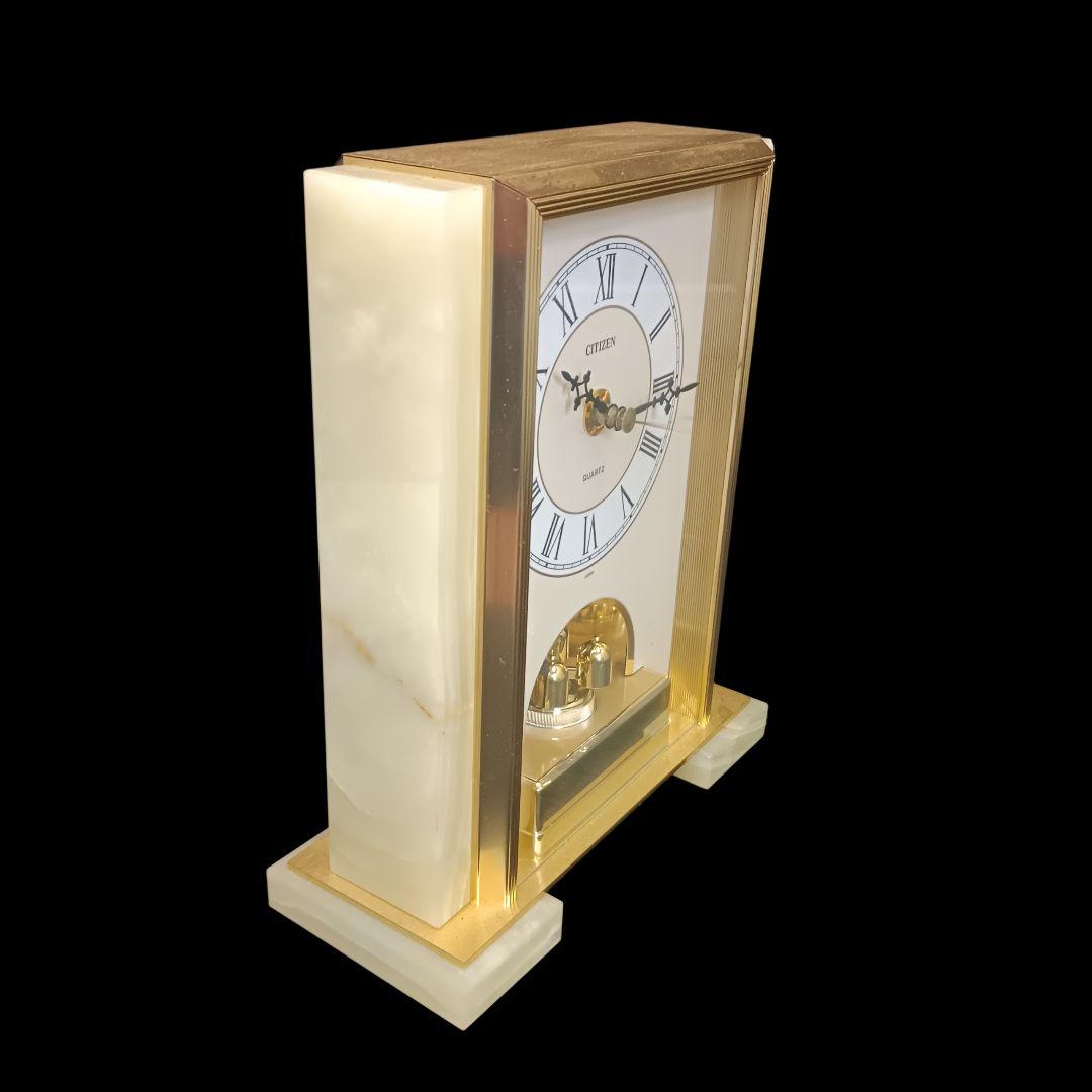 CITIZEN クォーツ 置時計 クラシックデザイン　オニックス枠