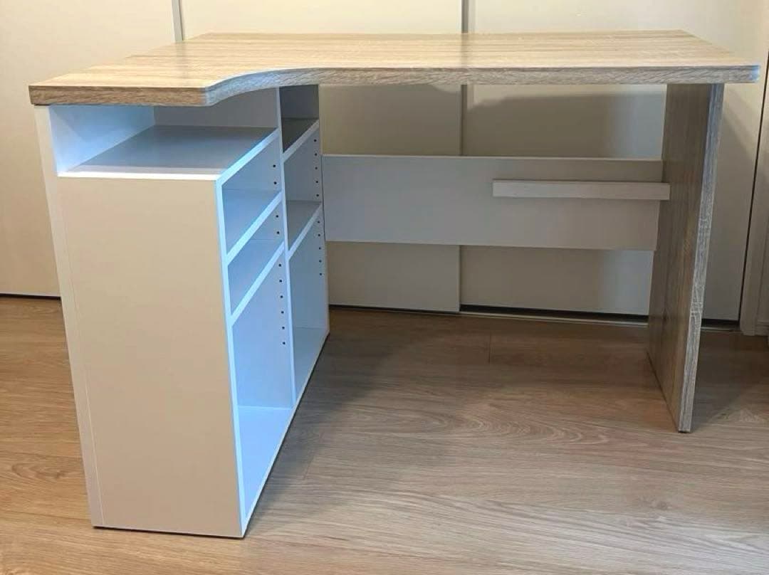 LOWYA （ロウヤ）L字デスク 100cm オーク/ホワイト