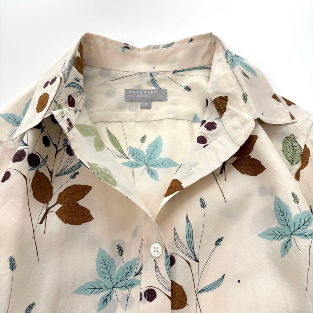【美品】　マーガレットハウエル　ボタニカル柄　長袖シャツ　ブラウス　サイズM