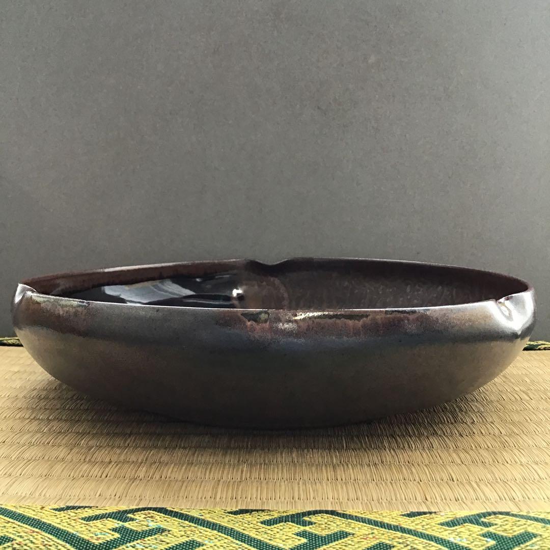 茶道具 菓子噐 高取掛分皿 鬼丸雪山窯 初代 鬼丸雪山 作 Ｎ147KT