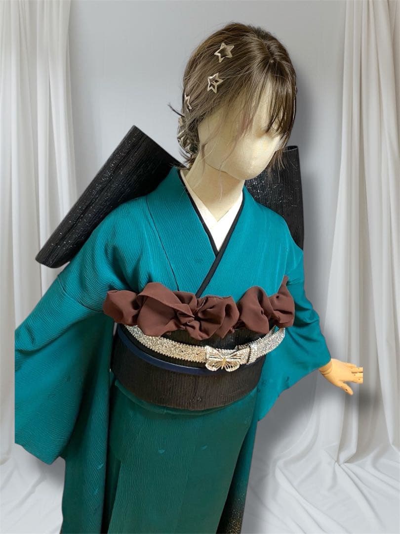 振袖 フルセット グリーン ターコイズ ぼかし