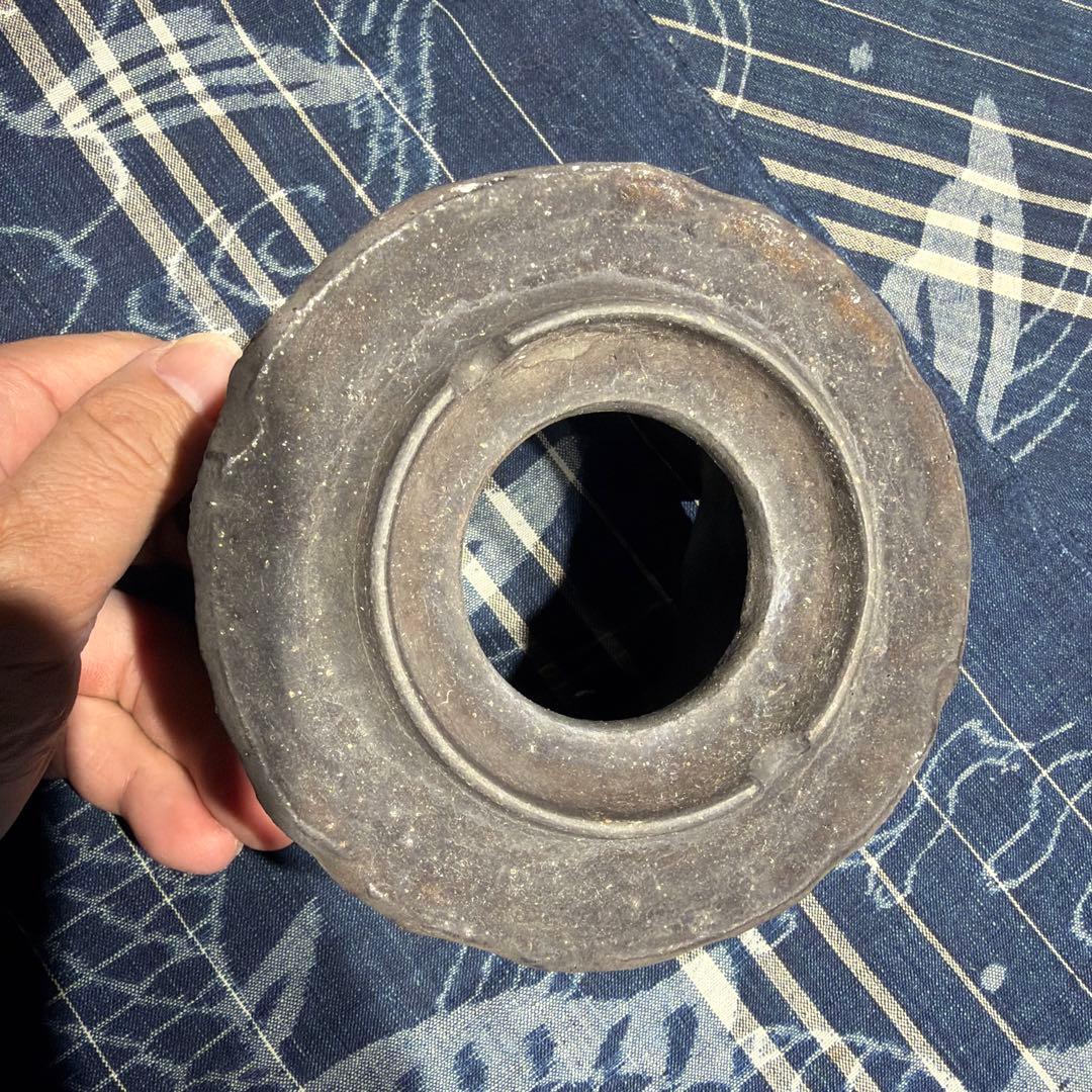 細川政己　陶器鉢　捲れ鉢　ブラウン　中古