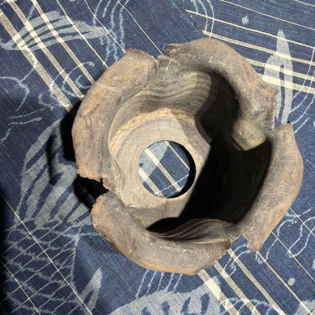 細川政己　陶器鉢　捲れ鉢　ブラウン　中古