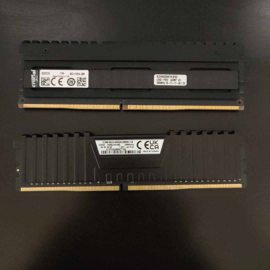 16GB ddr4 2666MHz メモリ 4GB 4枚　動作確認済み