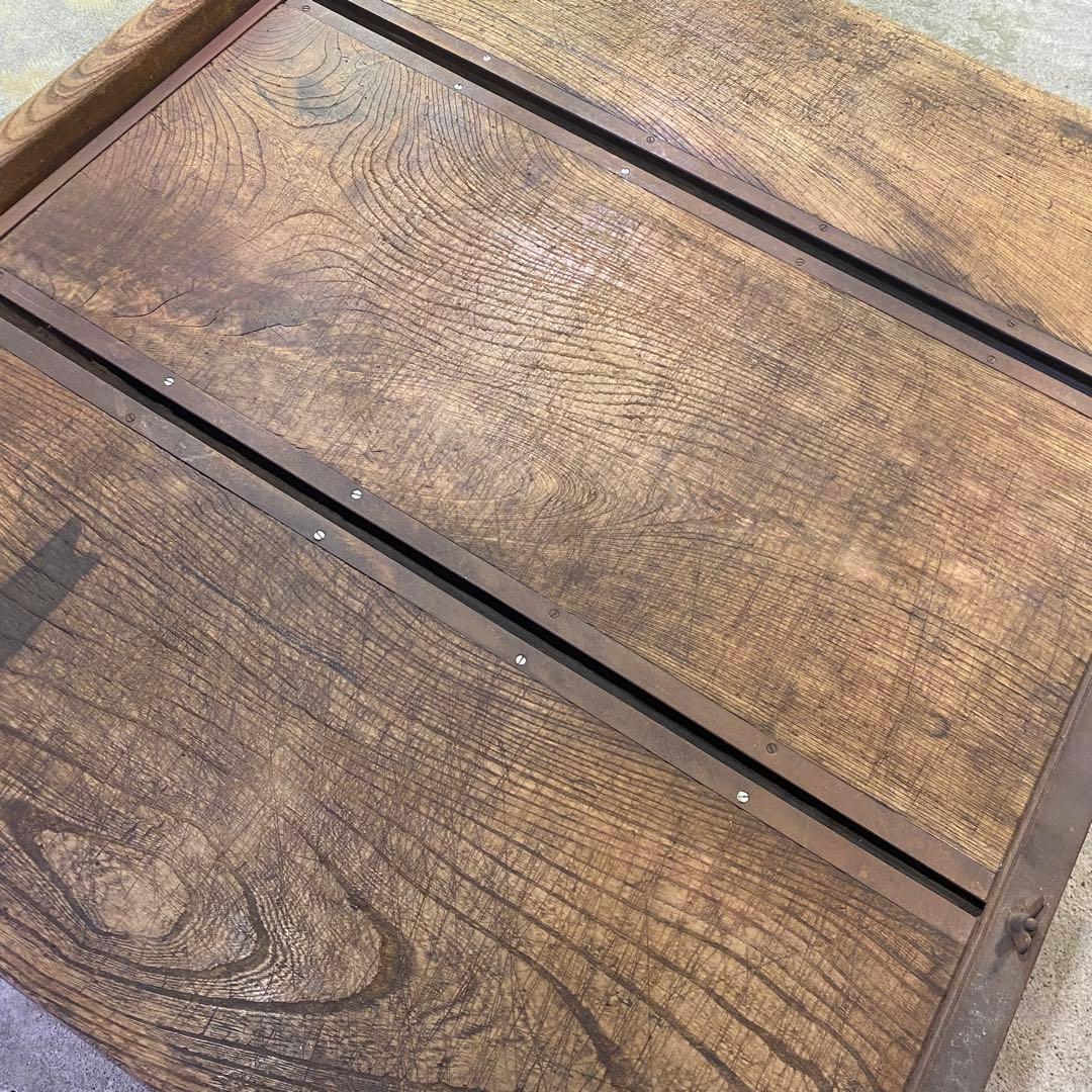 欅材ローテーブル キャスター付き 展示台 アンティーク