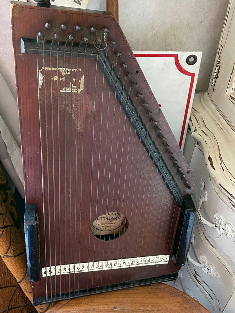 アンティーク　オート　ハープ　木製　1800年代後半　楽器　アメリカ