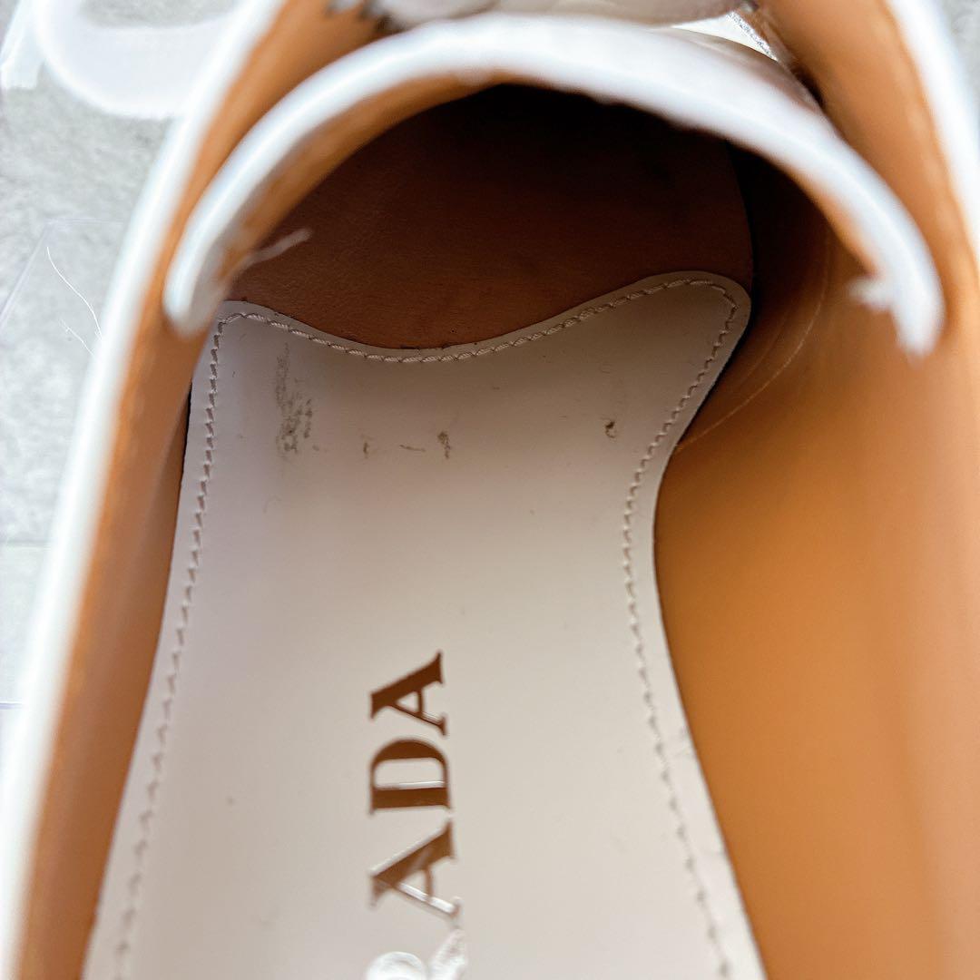 極美品 プラダ ウィングチップ エスパドリーユ 厚底 レザー プラットフォーム