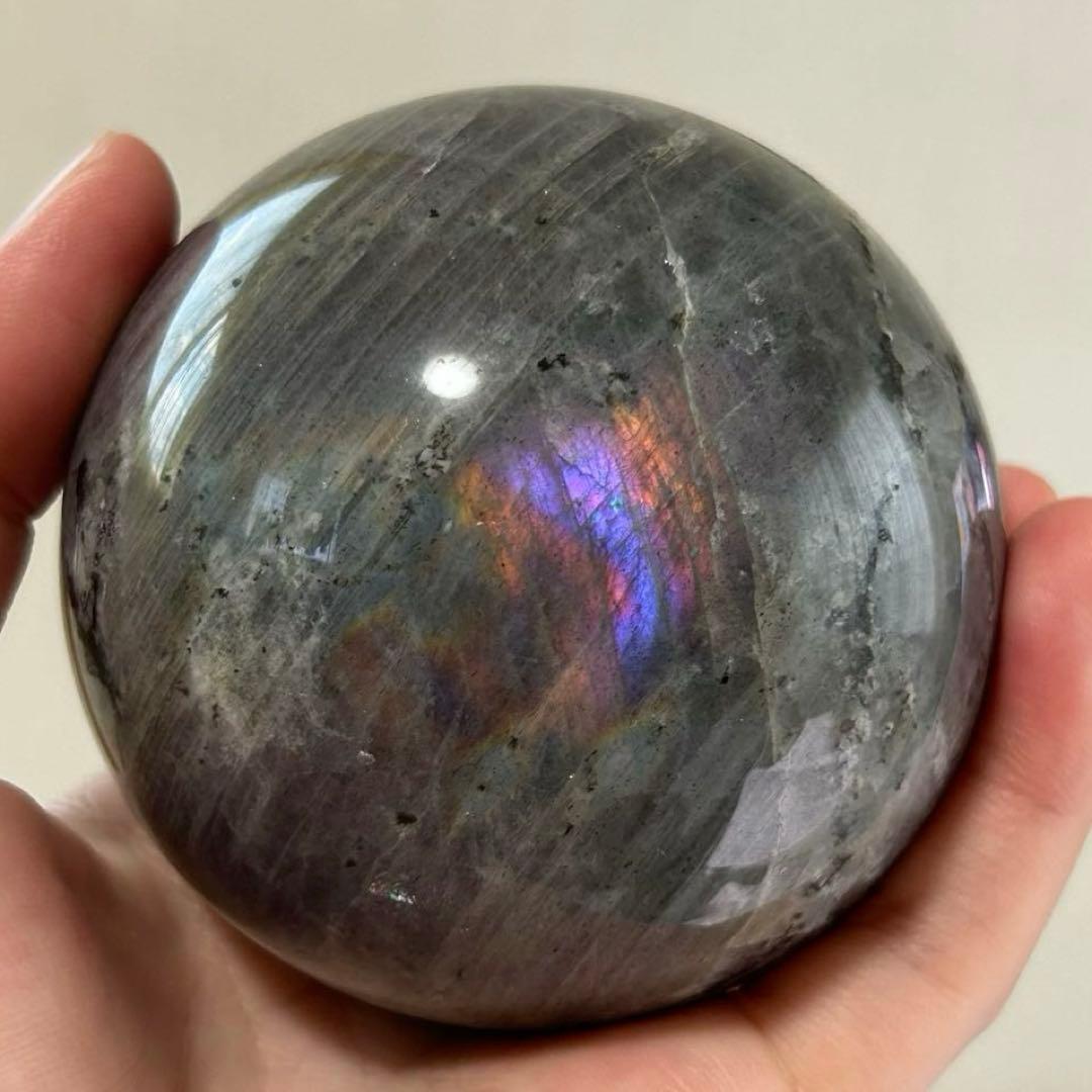 直径7.4cm　カラフル　ラブラドライト　BIG　スフィア　レア　丸玉　587g