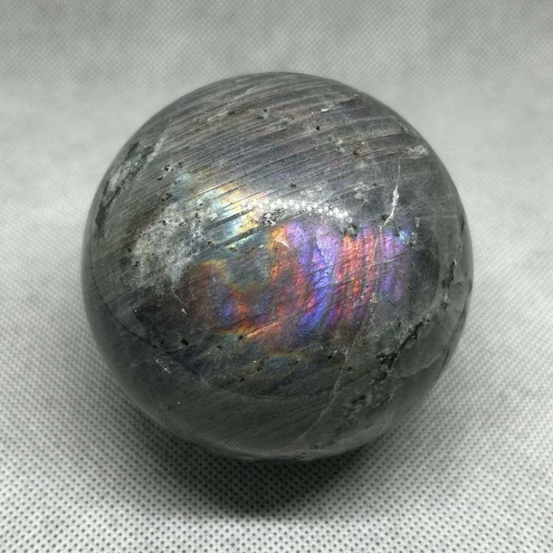 直径7.4cm　カラフル　ラブラドライト　BIG　スフィア　レア　丸玉　587g