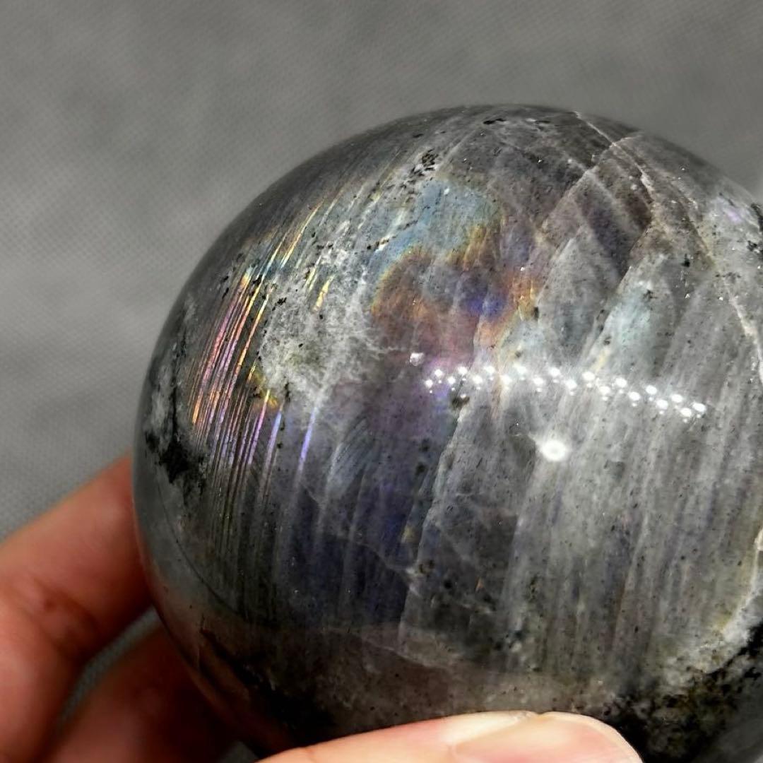 直径7.4cm　カラフル　ラブラドライト　BIG　スフィア　レア　丸玉　587g