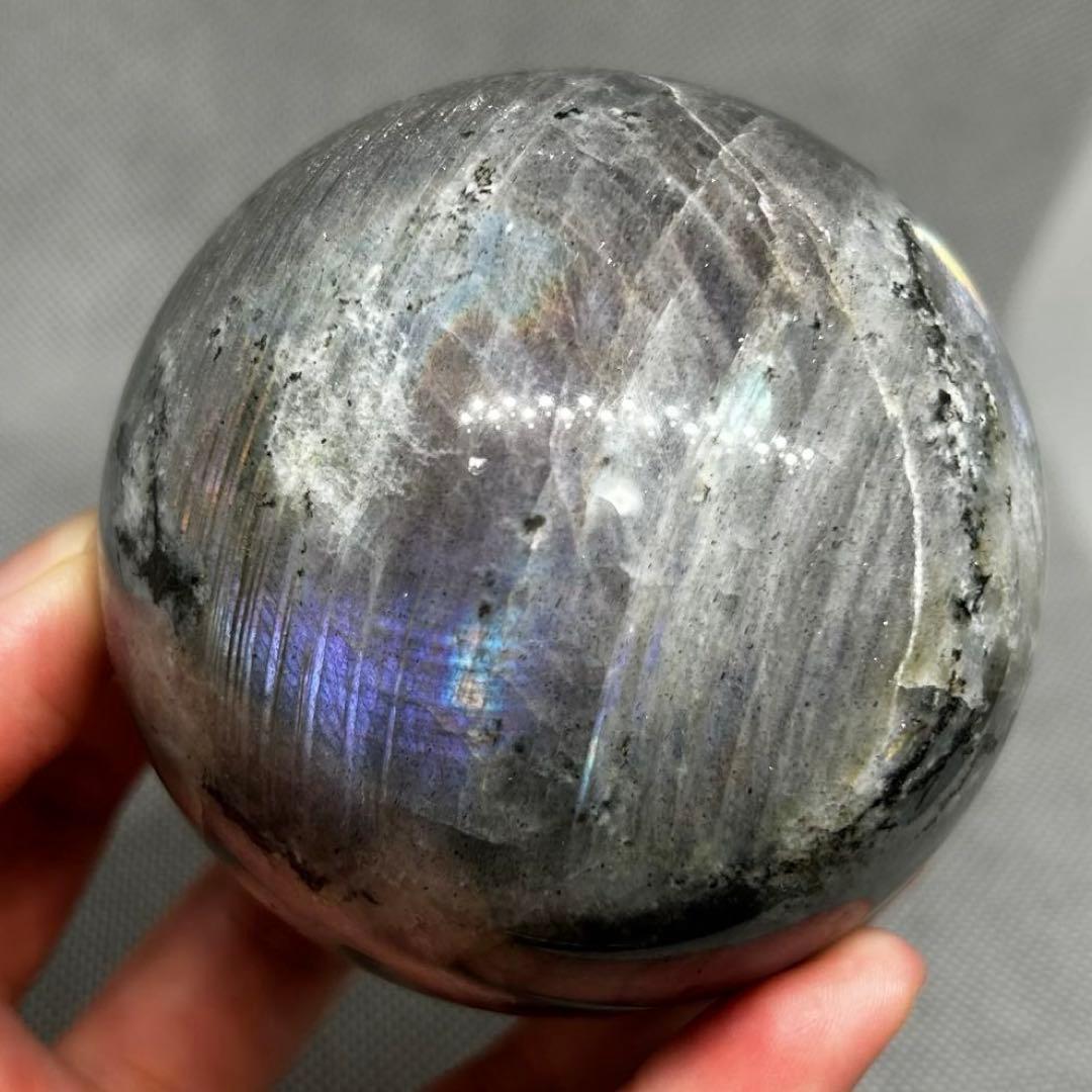 直径7.4cm　カラフル　ラブラドライト　BIG　スフィア　レア　丸玉　587g