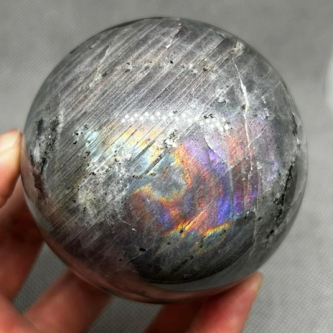 直径7.4cm　カラフル　ラブラドライト　BIG　スフィア　レア　丸玉　587g