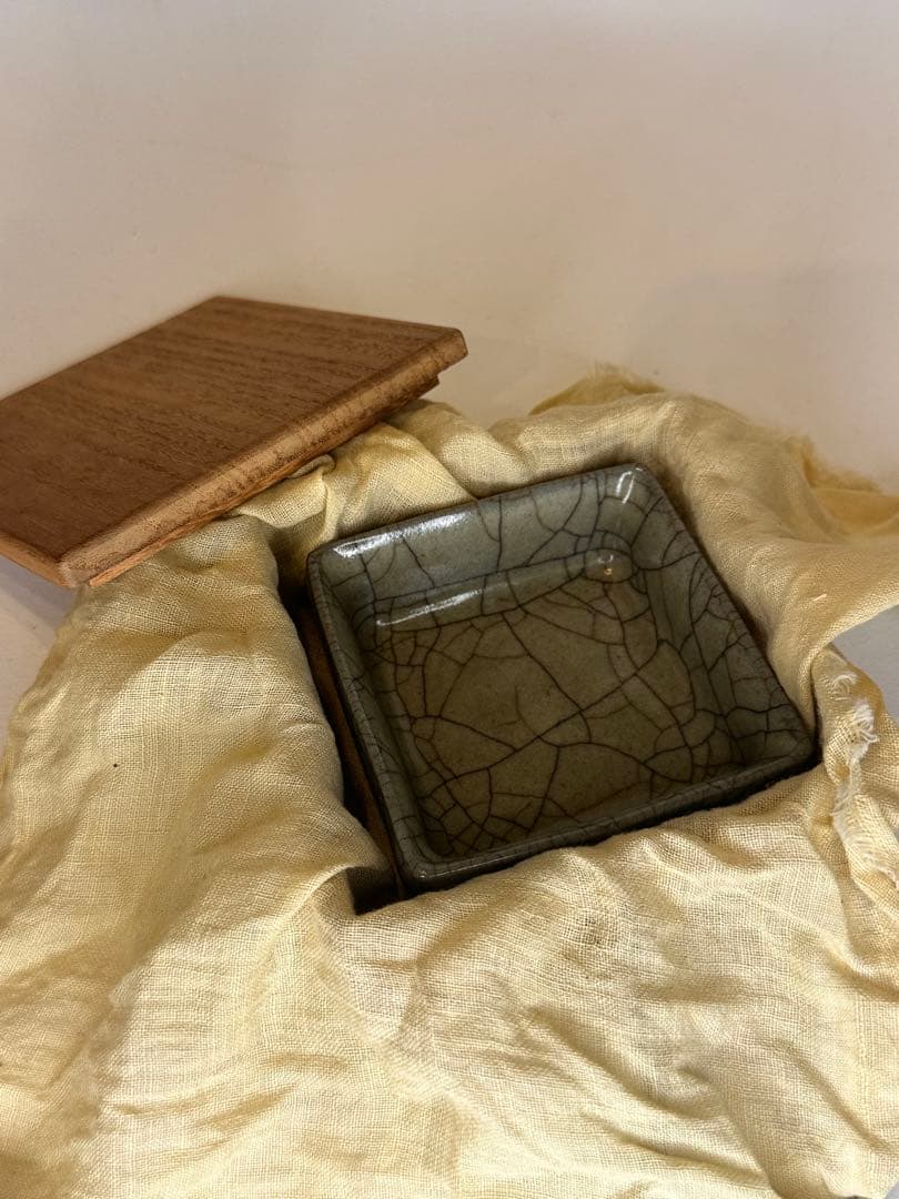 中国 宋代 哥窯 筆洗 時代物 共箱 古陶磁 コレクション