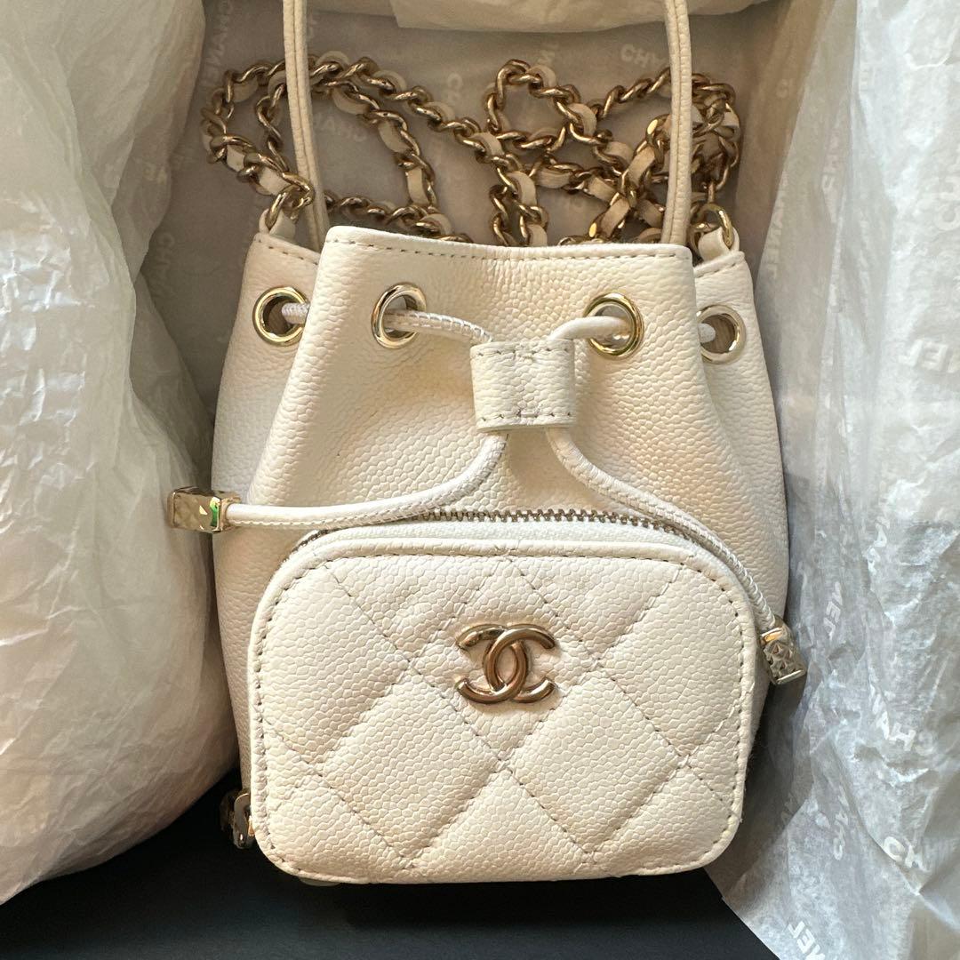 CHANEL バゲットバック ミニ ホワイト キャビアスキン