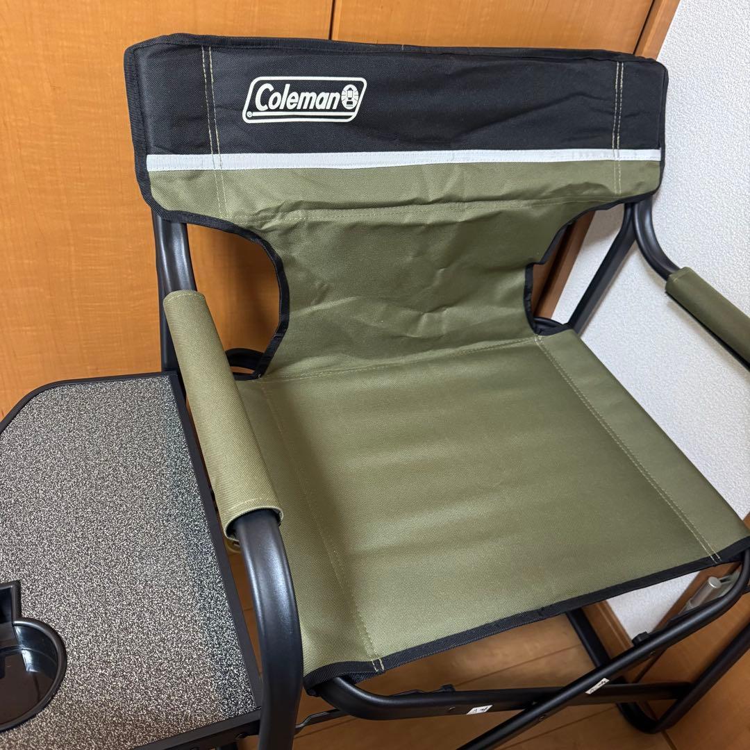 2脚セット未使用 Coleman／サイドテーブル付デッキチェア コールマン