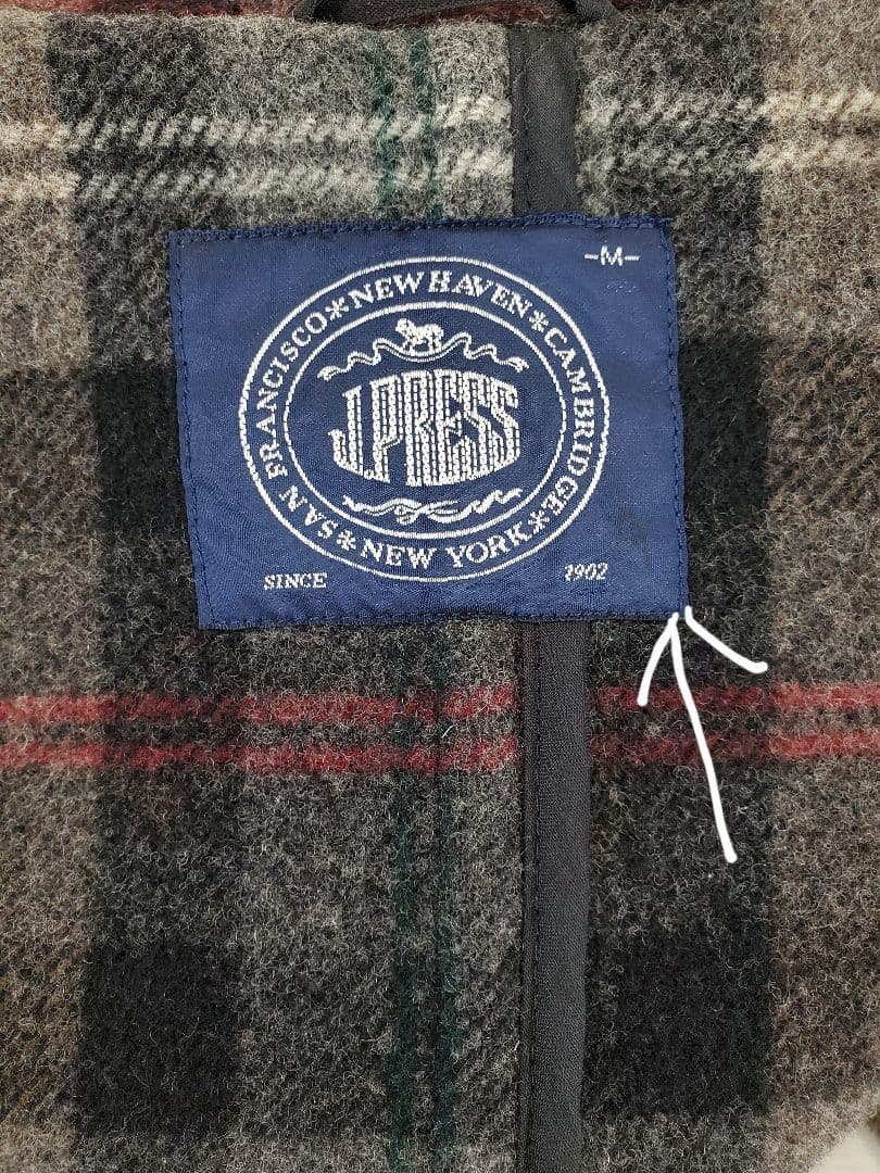 J.PRESS J.プレス ジェイプレス ロング丈 ダッフルコート 裏地チェック