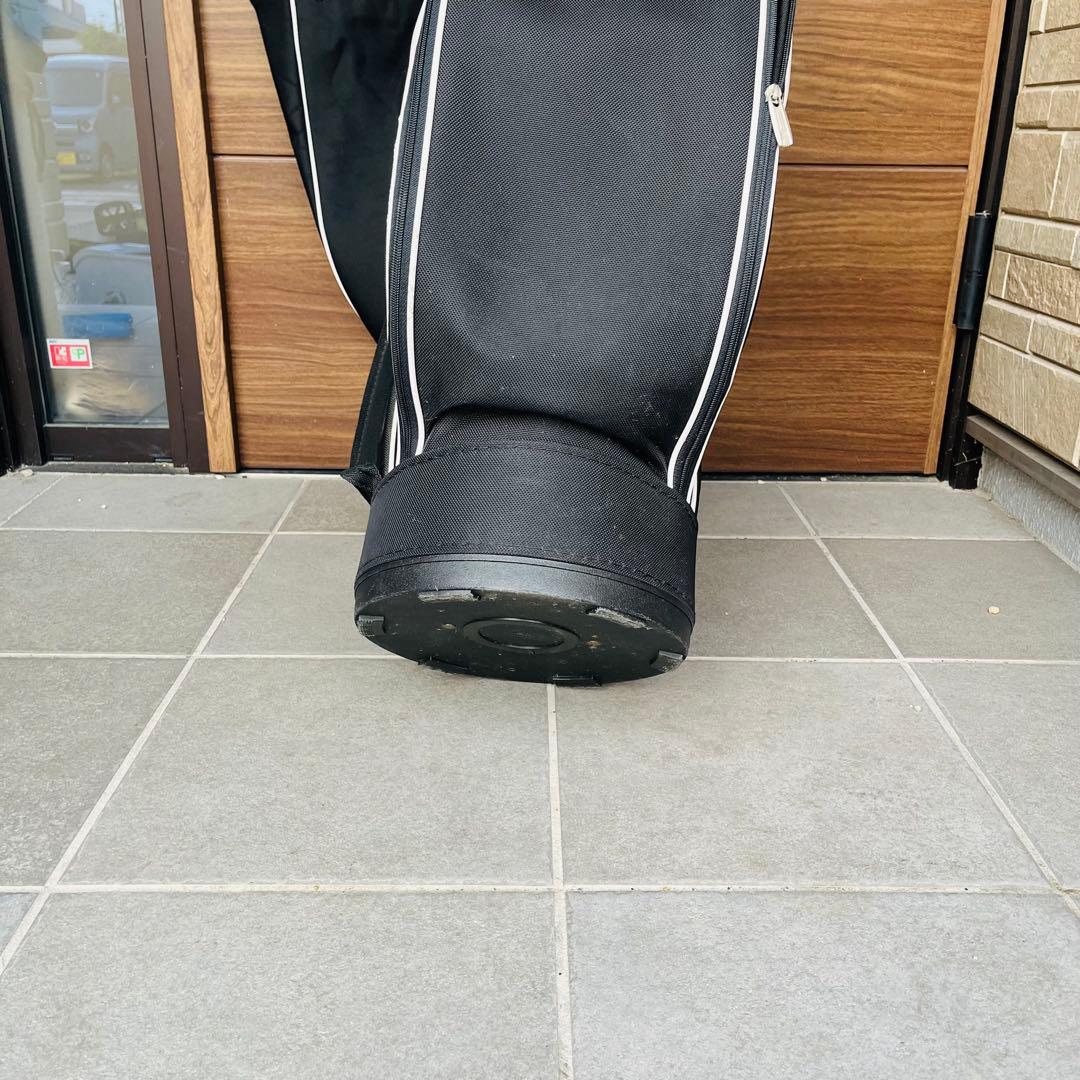 adidas キャディバッグ 黒白 ストライプ