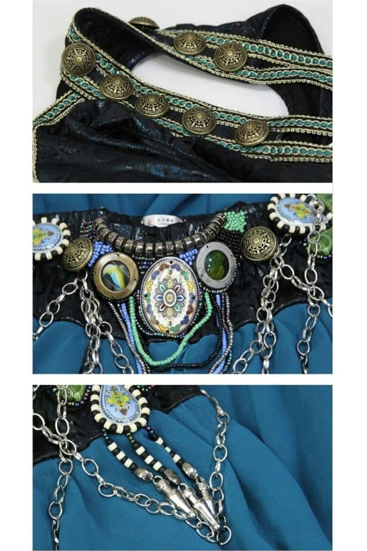 【値下げ】ベリーダンス セット ブルー 上下セット 衣装