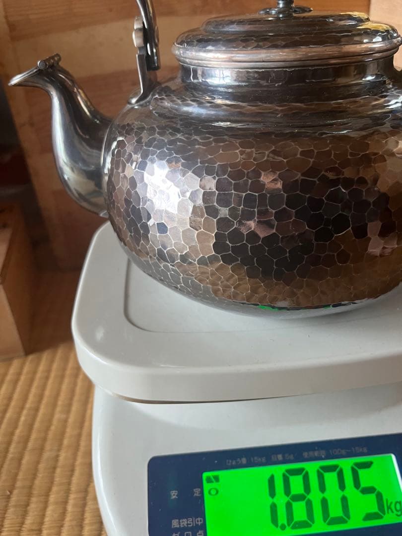 松栄堂　純銀製　水注　銀瓶　湯沸　やかん　重量1805g