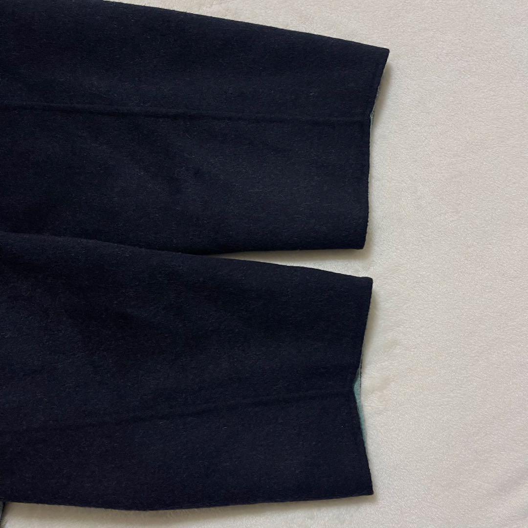 極美品 ヒューマンウーマン リバーコート ＷＮメルトンバイカラーコート ウール